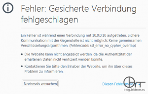 Firefox - SSL-Fehler beim Aufruf des APC NMC-Webinterface: Gesicherte Verbindung fehlgeschlagen. ssl_error_no_cypher_overlap