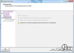 VMWare vCenter Gastanpassung: Ressourcen zur Windows-Anpassung wurden auf dem Server nicht gefunden.