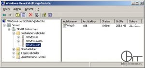 Windows-Bereitstellungsdienste-MMC: Aufgezeichnetes Abbild "WinXP"