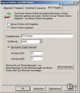 Windows NFS-Freigabe - Anonymous-Anmeldung