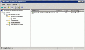 Windows Deployment Services-MMC: Windows XP-Legacy-Abbild